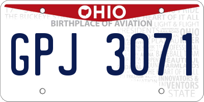 OH license plate GPJ3071