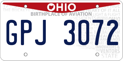 OH license plate GPJ3072