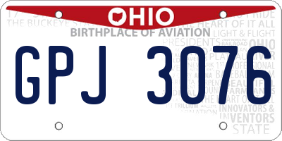 OH license plate GPJ3076