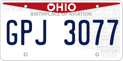 OH license plate GPJ3077