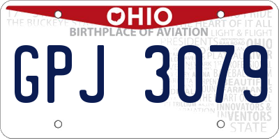 OH license plate GPJ3079