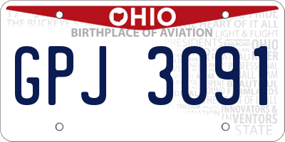 OH license plate GPJ3091