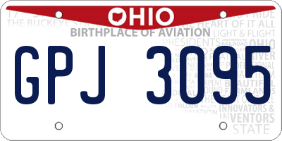 OH license plate GPJ3095