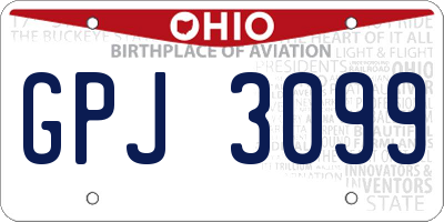 OH license plate GPJ3099