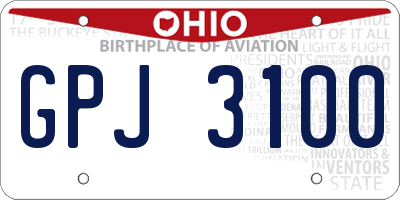 OH license plate GPJ3100