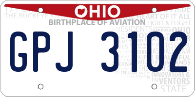 OH license plate GPJ3102