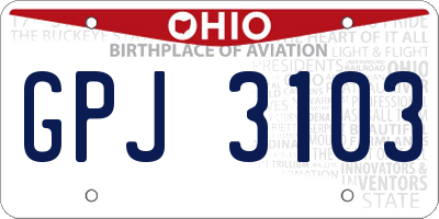 OH license plate GPJ3103
