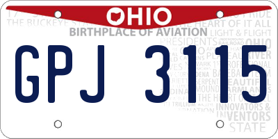 OH license plate GPJ3115
