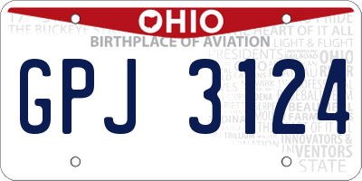 OH license plate GPJ3124