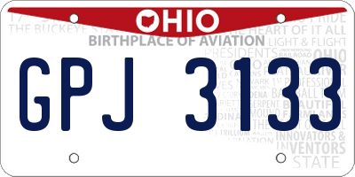 OH license plate GPJ3133