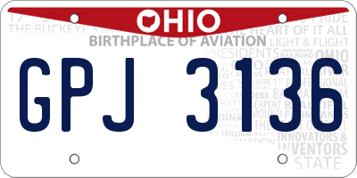 OH license plate GPJ3136