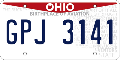 OH license plate GPJ3141