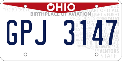 OH license plate GPJ3147