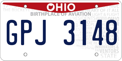 OH license plate GPJ3148