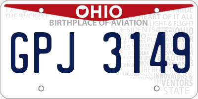 OH license plate GPJ3149