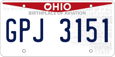OH license plate GPJ3151