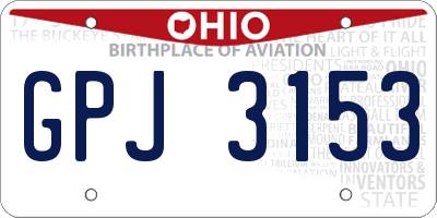 OH license plate GPJ3153