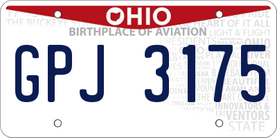 OH license plate GPJ3175