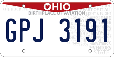 OH license plate GPJ3191