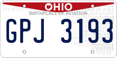 OH license plate GPJ3193