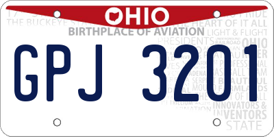 OH license plate GPJ3201