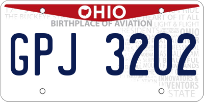 OH license plate GPJ3202