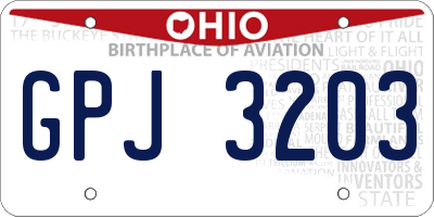 OH license plate GPJ3203