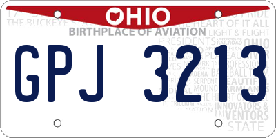 OH license plate GPJ3213