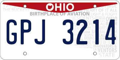 OH license plate GPJ3214