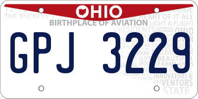 OH license plate GPJ3229