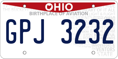 OH license plate GPJ3232