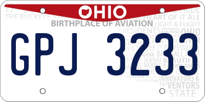 OH license plate GPJ3233