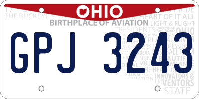 OH license plate GPJ3243