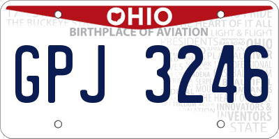 OH license plate GPJ3246