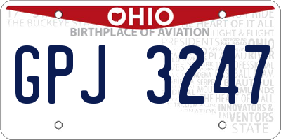 OH license plate GPJ3247