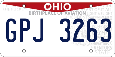 OH license plate GPJ3263