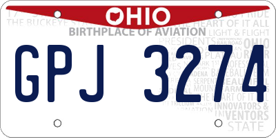 OH license plate GPJ3274