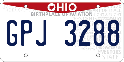 OH license plate GPJ3288