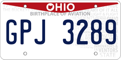 OH license plate GPJ3289