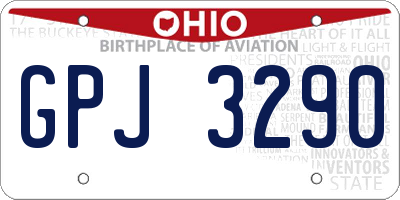 OH license plate GPJ3290