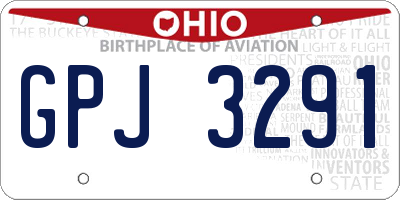 OH license plate GPJ3291