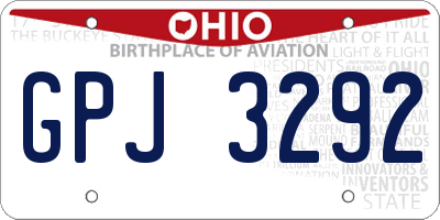 OH license plate GPJ3292