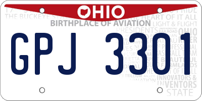 OH license plate GPJ3301