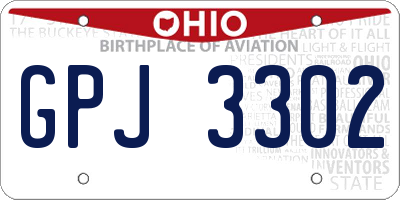 OH license plate GPJ3302