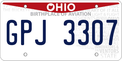 OH license plate GPJ3307