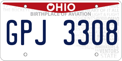 OH license plate GPJ3308