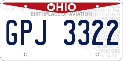 OH license plate GPJ3322