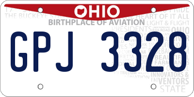 OH license plate GPJ3328