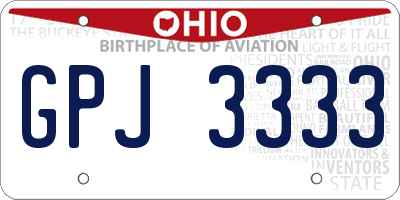 OH license plate GPJ3333