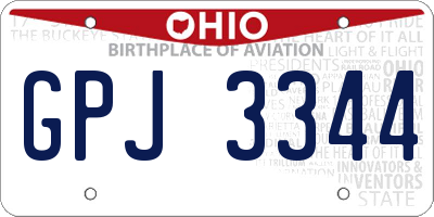 OH license plate GPJ3344